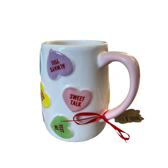 Lang Valentine Conversation Hearts Hand Painted Mug Valentines Day NEW - Picture 5 of 11
